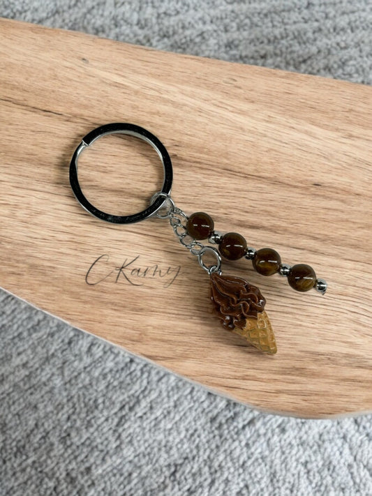 Porte clé personnalisé glace chocolat anneau rond
