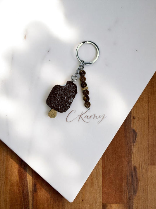 Porte clé personnalisé glace croquée marron
