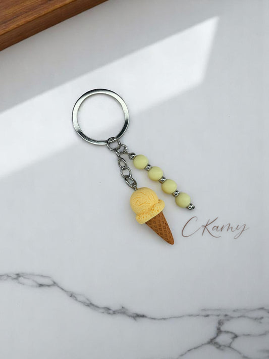 Porte clé personnalisé glace jaune