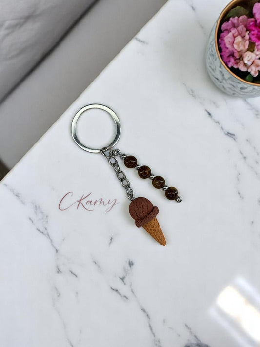 Porte clé personnalisé glace marron