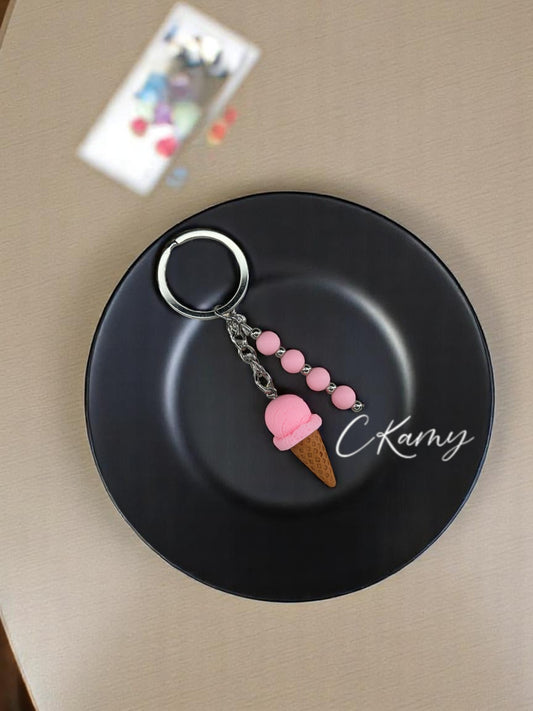 Porte clé personnalisé glace rose