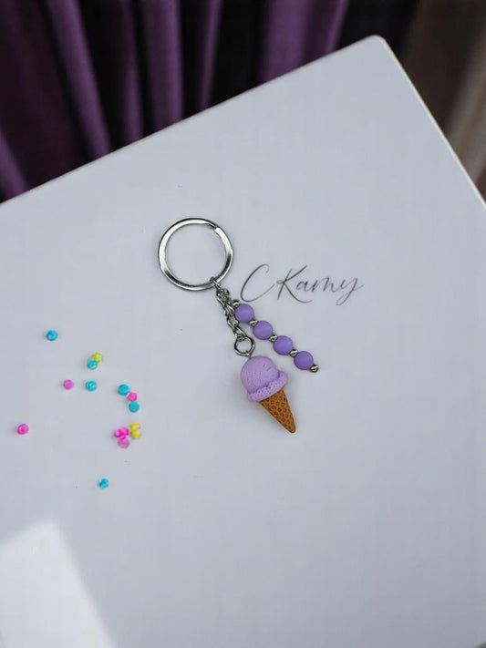 Porte clé personnalisé glace violet