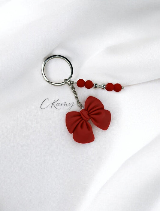 Porte clé personnalisé grand noeud rouge