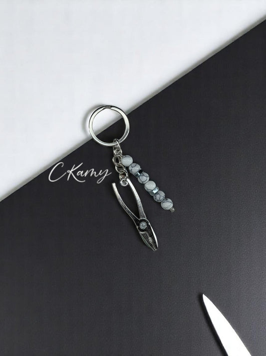 Porte clé personnalisé grande pince blanc