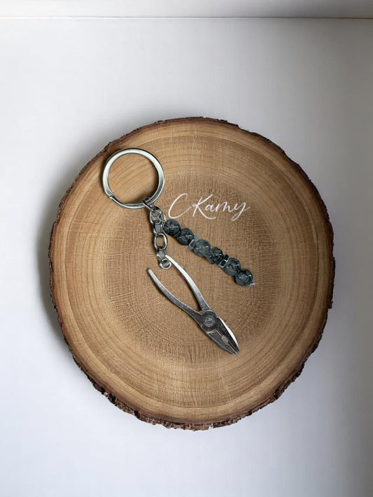 Porte clé personnalisé grande pince gris