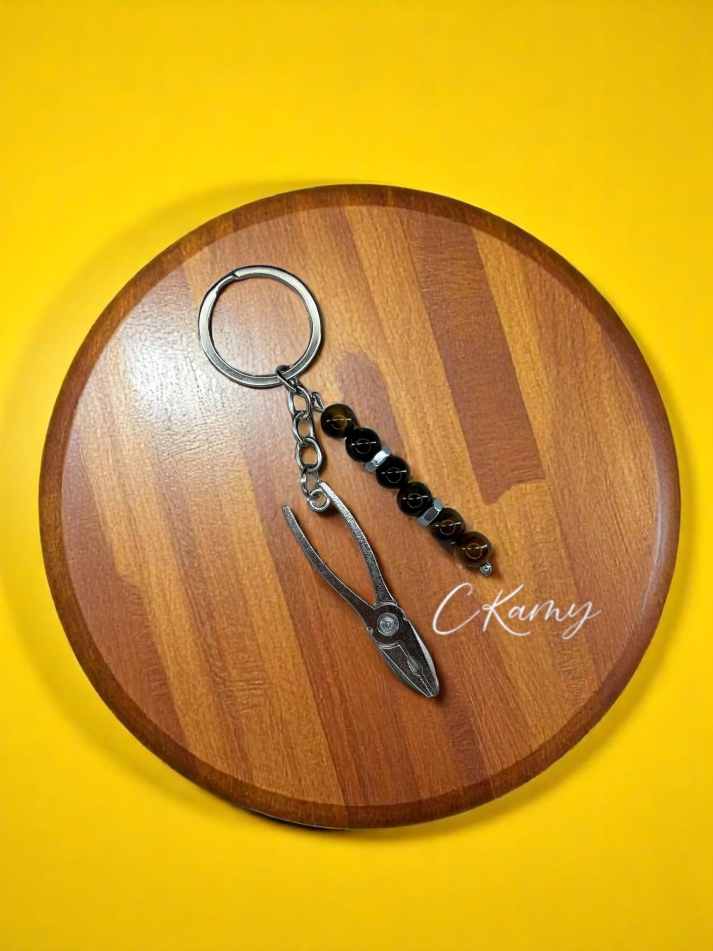 Porte clé personnalisé grande pince marron
