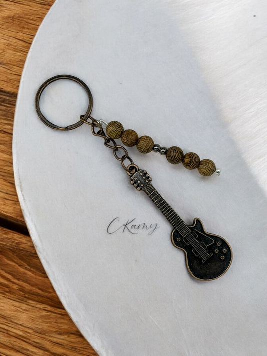 Porte clé personnalisé guitare bronze