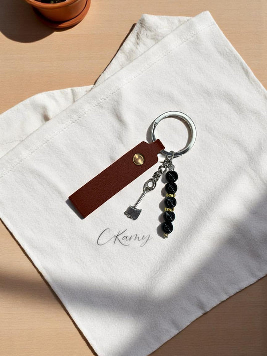 Porte clé personnalisé hache noir