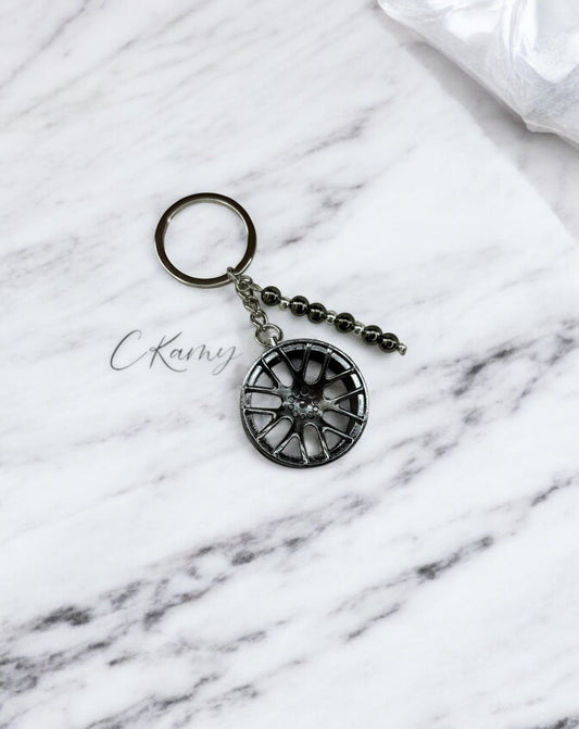 Porte clé personnalisé jante noir argent