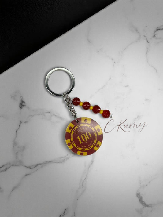 Porte clé personnalisé jeton rouge 100
