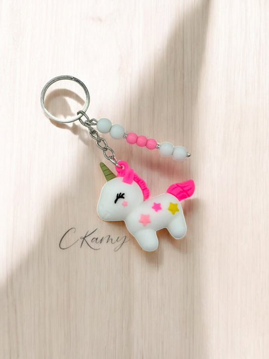 Porte clé personnalisé licorne blanc