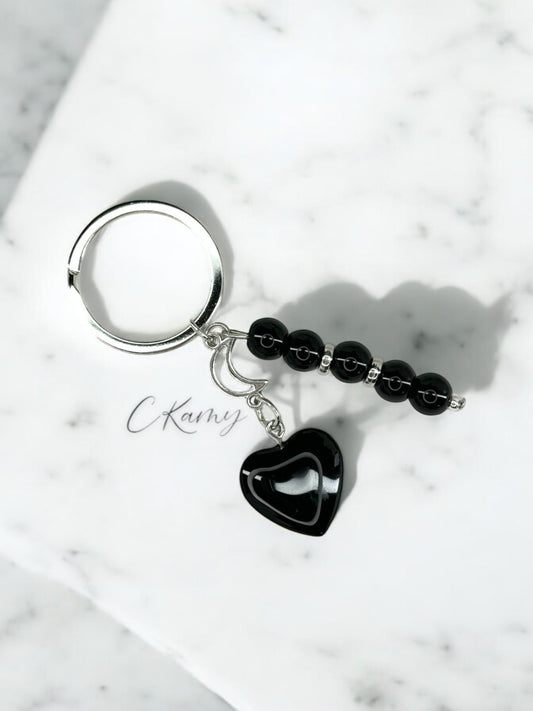 Porte clé personnalisé lune noir