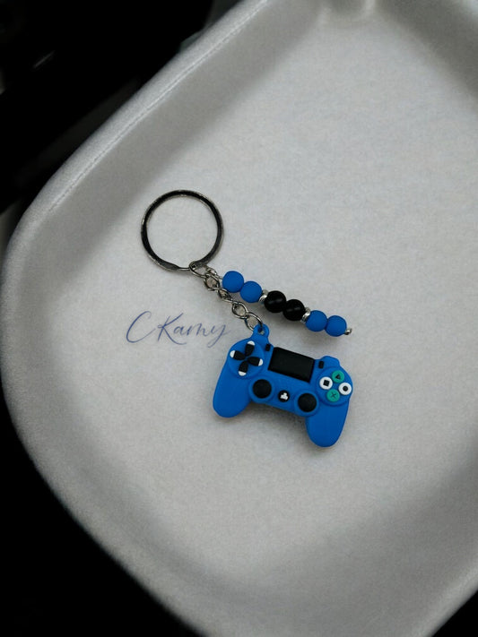 Porte clé personnalisé manette play bleu