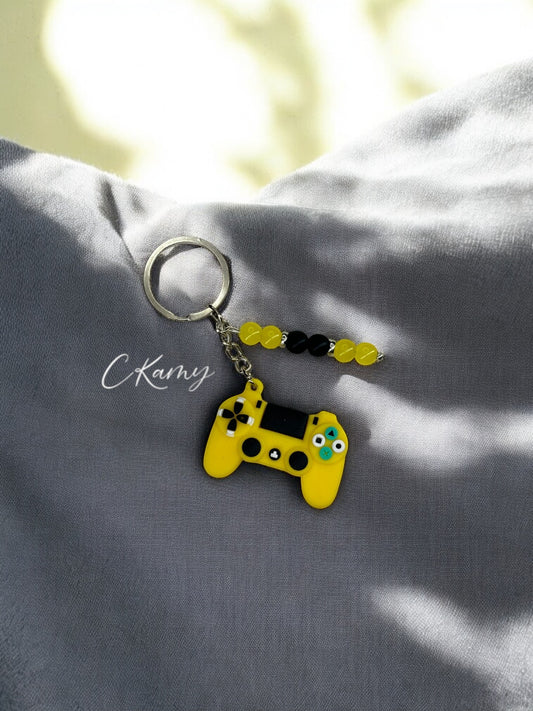 Porte clé personnalisé manette play jaune