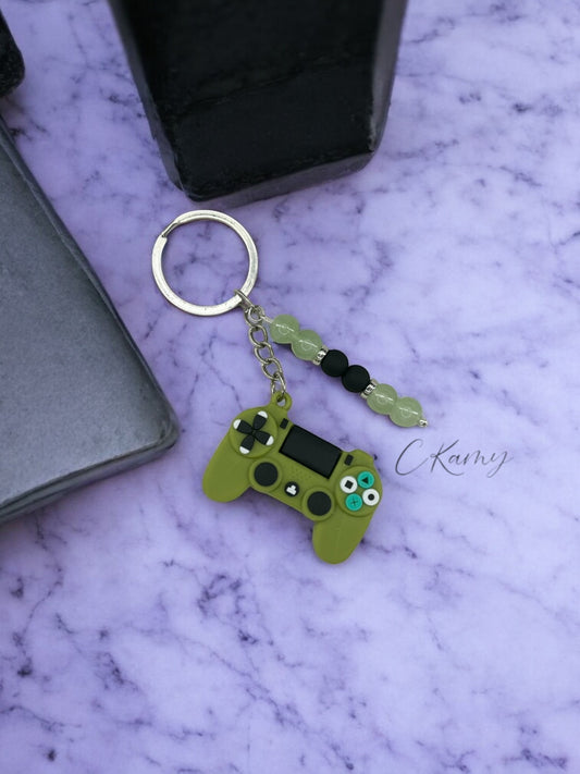 Porte clé personnalisé manette play kaki