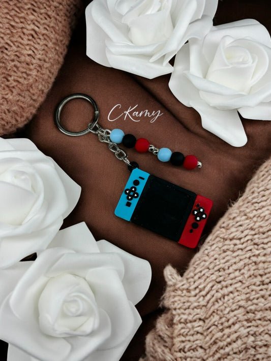 Porte clé personnalisé manette switch noir bleu rouge