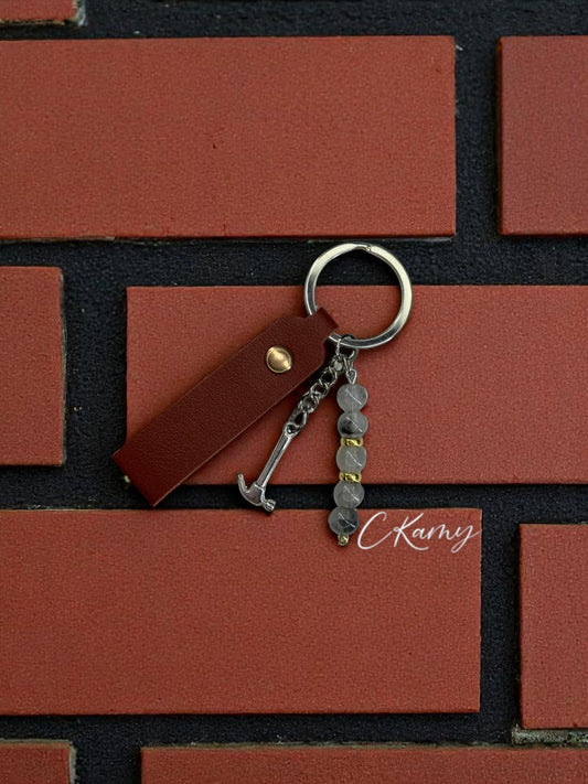 Porte clé personnalisé marteau gris