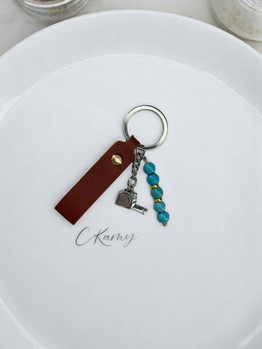 Porte clé personnalisé mètre bleu