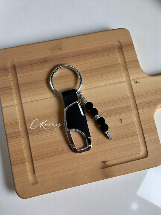 Porte clé personnalisé mousqueton noir