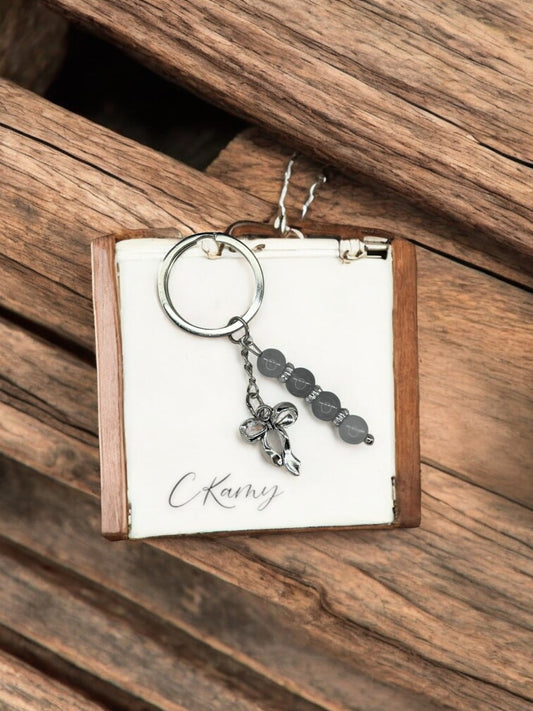 Porte clé personnalisé noeud gris