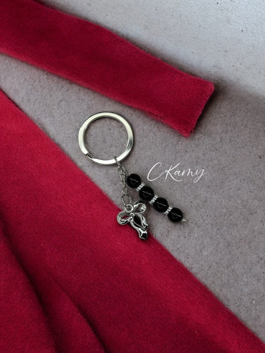 Porte clé personnalisé noeud noir