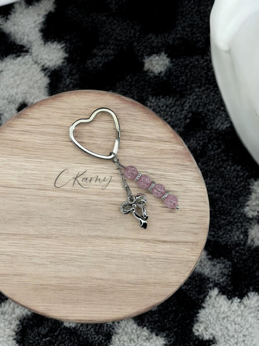 Porte clé personnalisé noeud rose