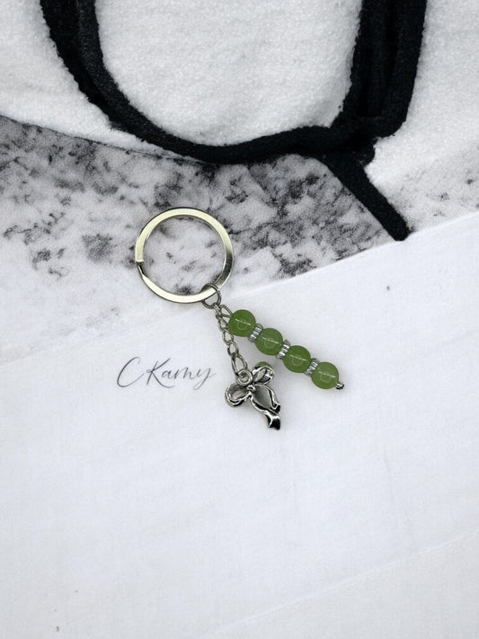 Porte clé personnalisé noeud vert
