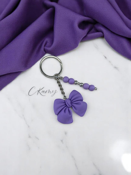 Porte clé personnalisé noeud violet