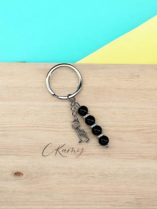 Porte clé personnalisé note de musique noir