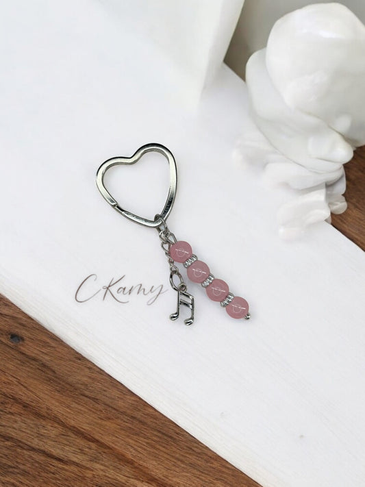 Porte clé personnalisé note de musique rose saumon