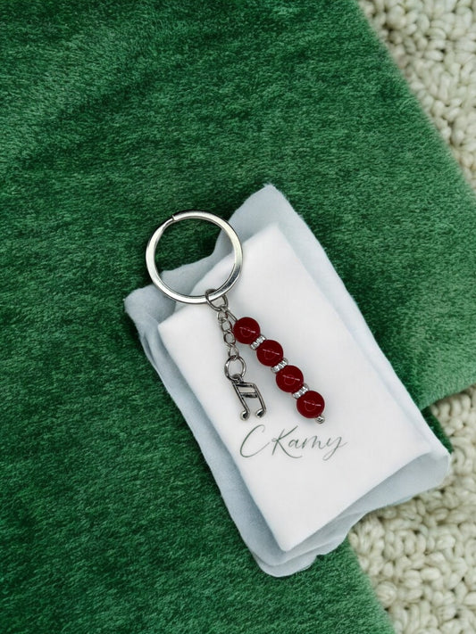 Porte clé personnalisé note de musique rouge