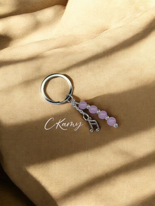 Porte clé personnalisé note de musique violet