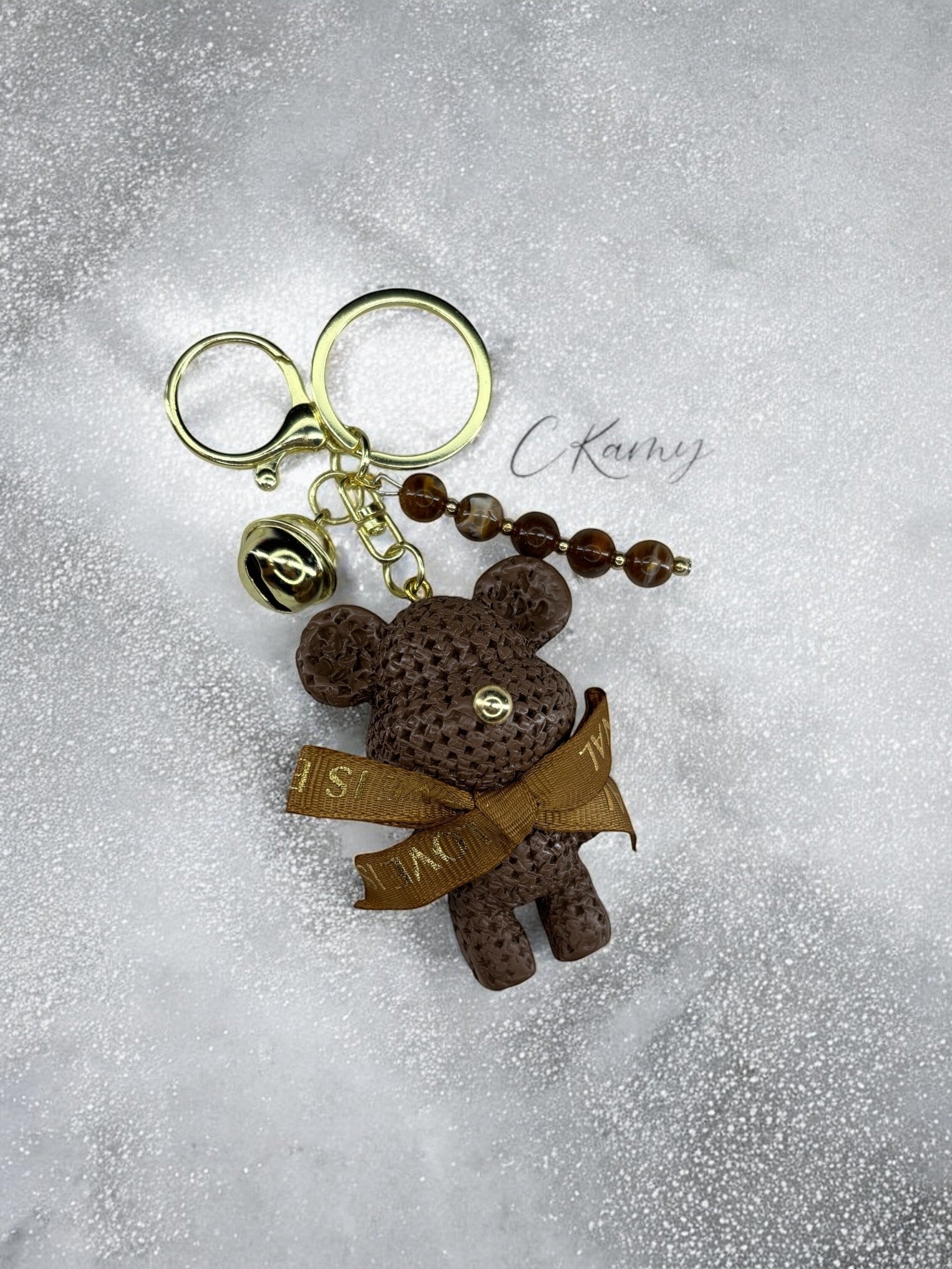 Porte clé personnalisé nounours chic marron