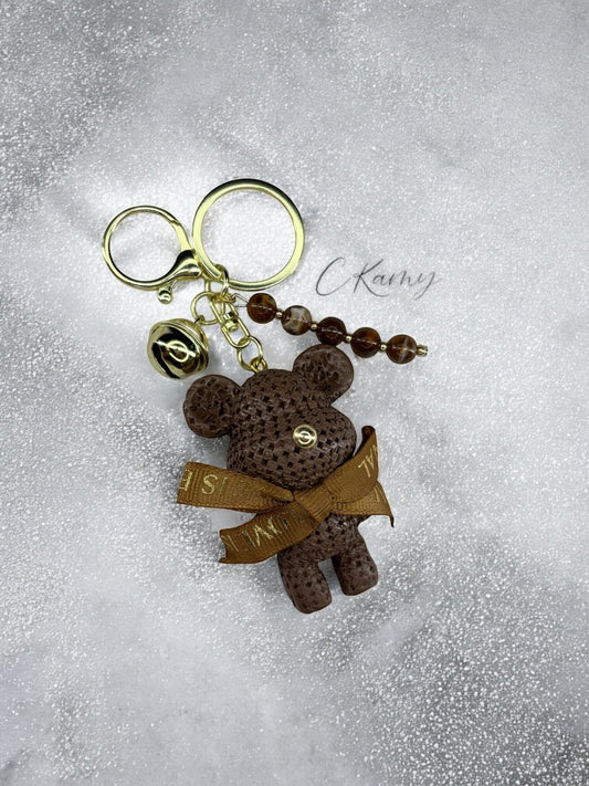 Porte clé personnalisé nounours chic marron