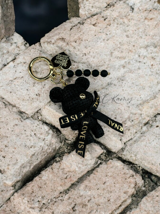 Porte clé personnalisé nounours chic noir