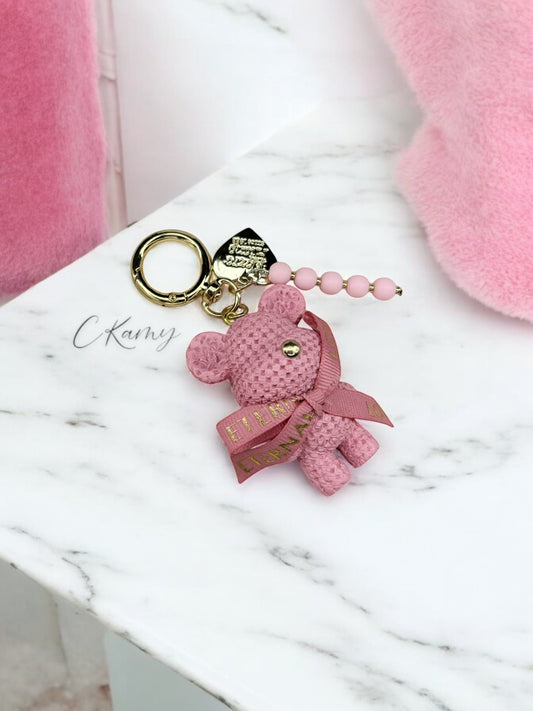 Porte clé personnalisé nounours chic rose