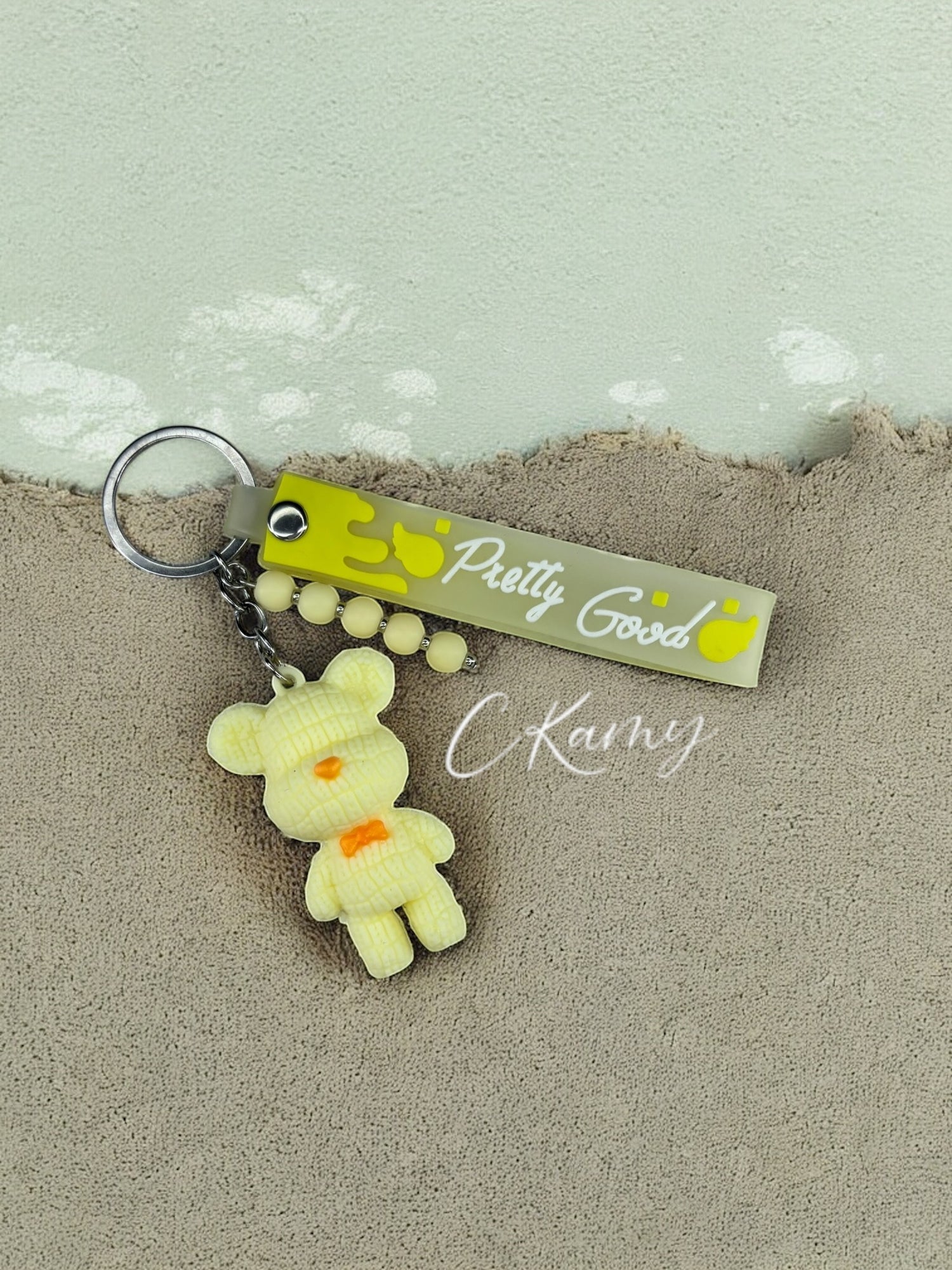 Porte clé personnalisé nounours jaune