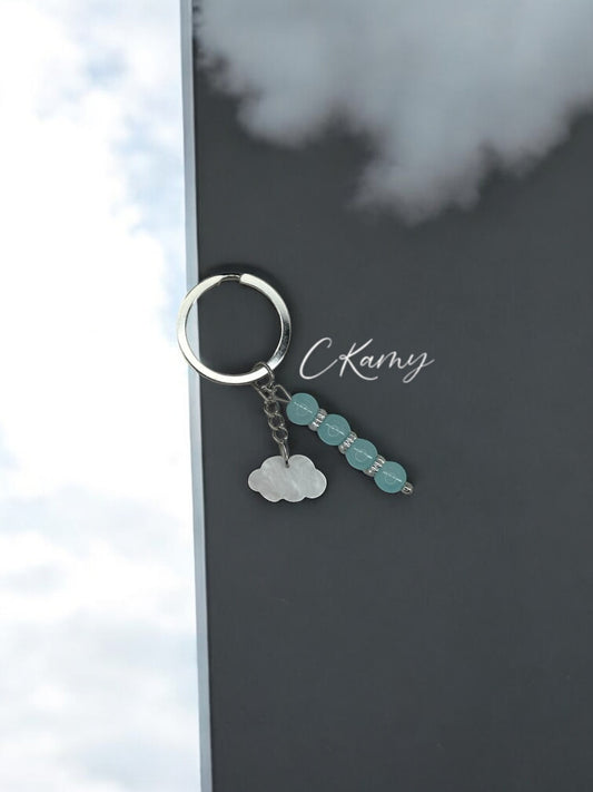 Porte clé personnalisé nuage bleu clair