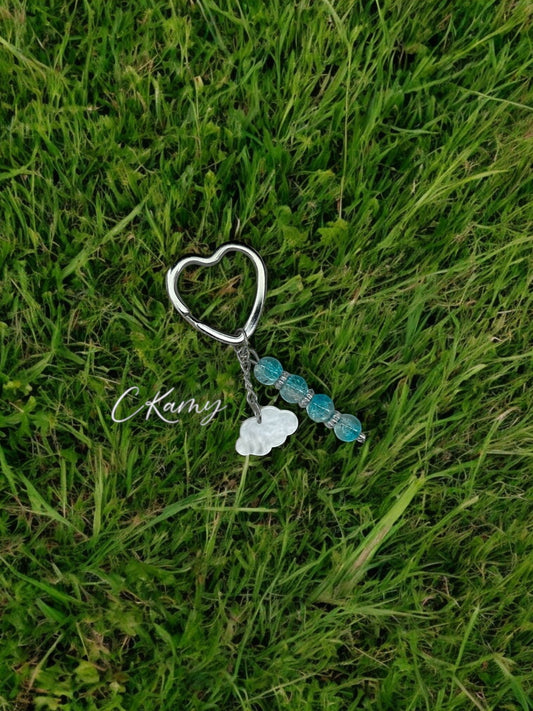 Porte clé personnalisé nuage bleu craquelé