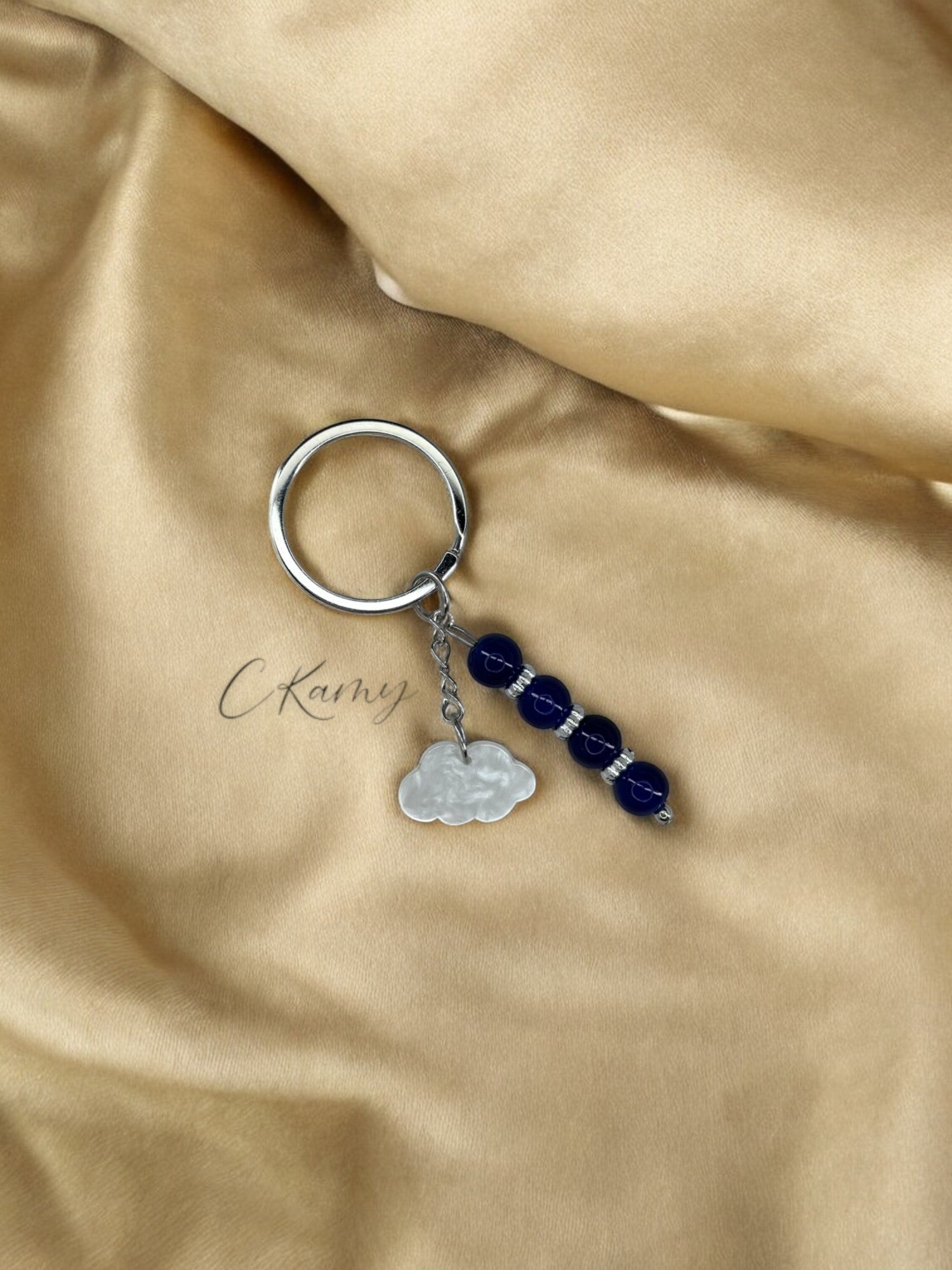 Porte clé personnalisé nuage bleu foncé