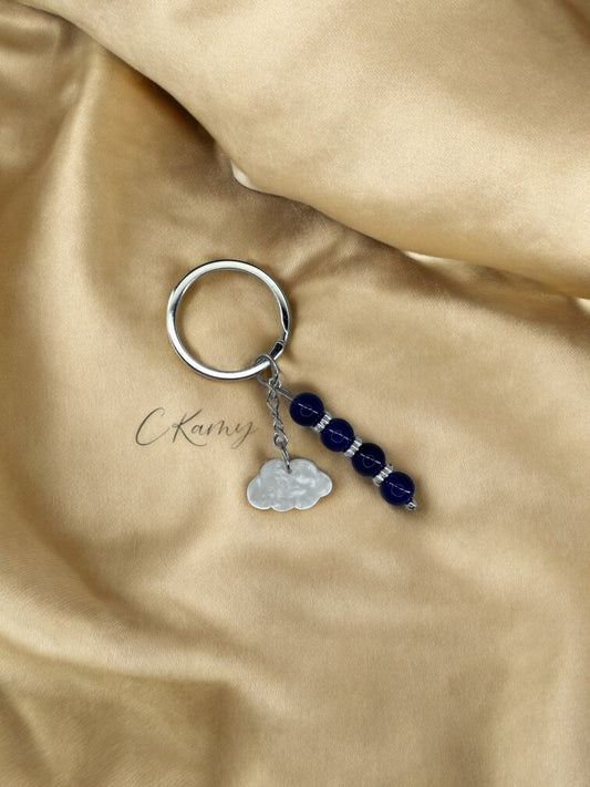 Porte clé personnalisé nuage bleu foncé