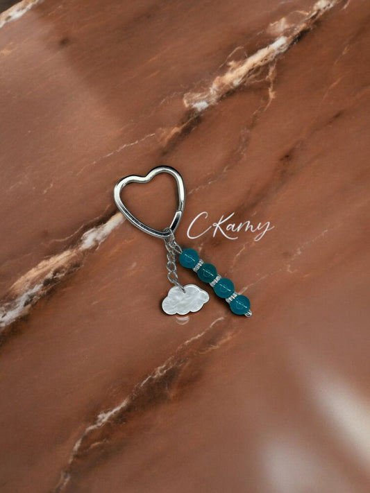 Porte clé personnalisé nuage bleu turquoise