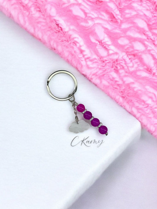 Porte clé personnalisé nuage rose flash