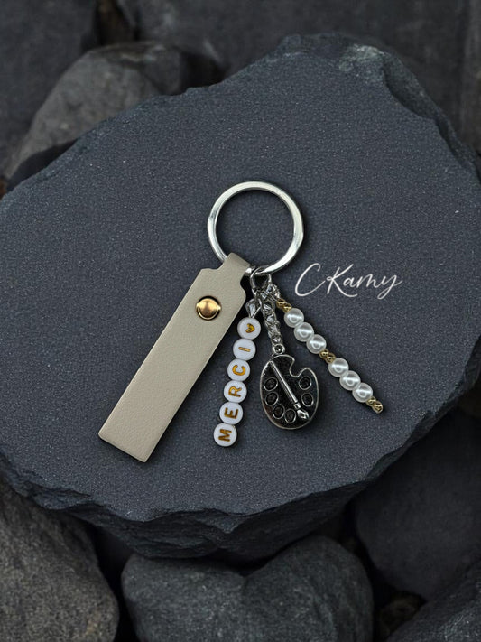 Porte clé personnalisé palette peinture avec pinceau