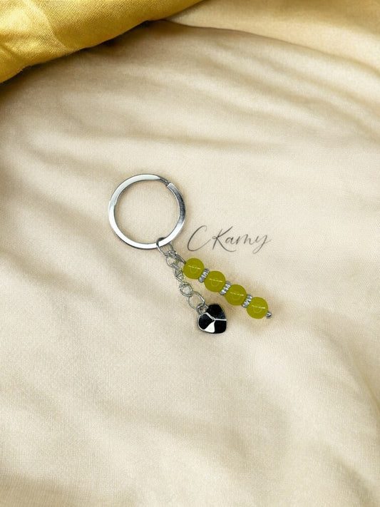 Porte clé personnalisé petit coeur jaune