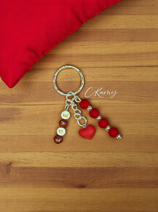 Porte clé personnalisé petit coeur rouge rond