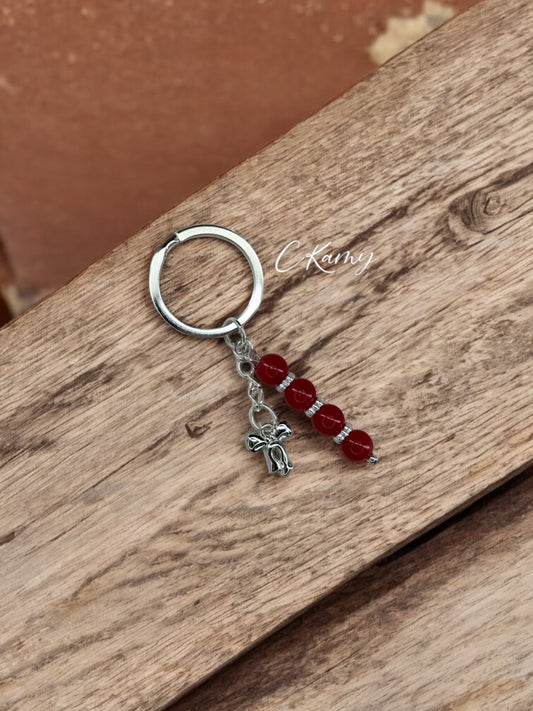 Porte clé personnalisé petit noeud rouge