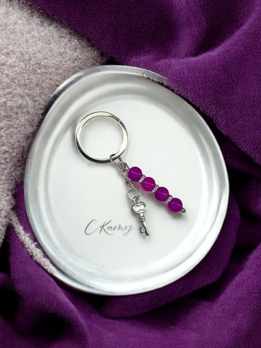 Porte clé personnalisé petite clé rose flash