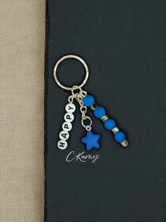 Porte clé personnalisé petite étoile bleu foncé carré