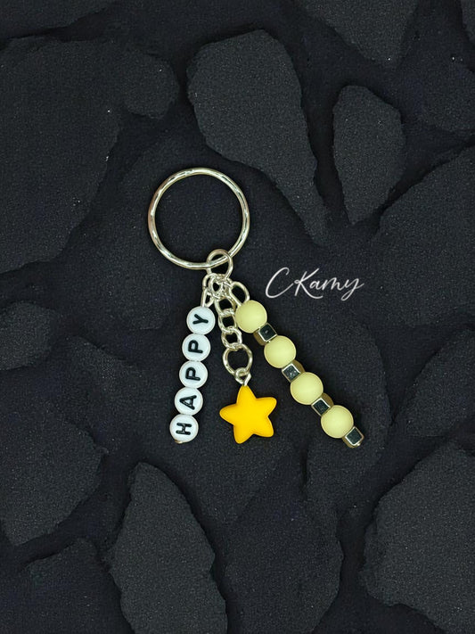 Porte clé personnalisé petite étoile jaune carré